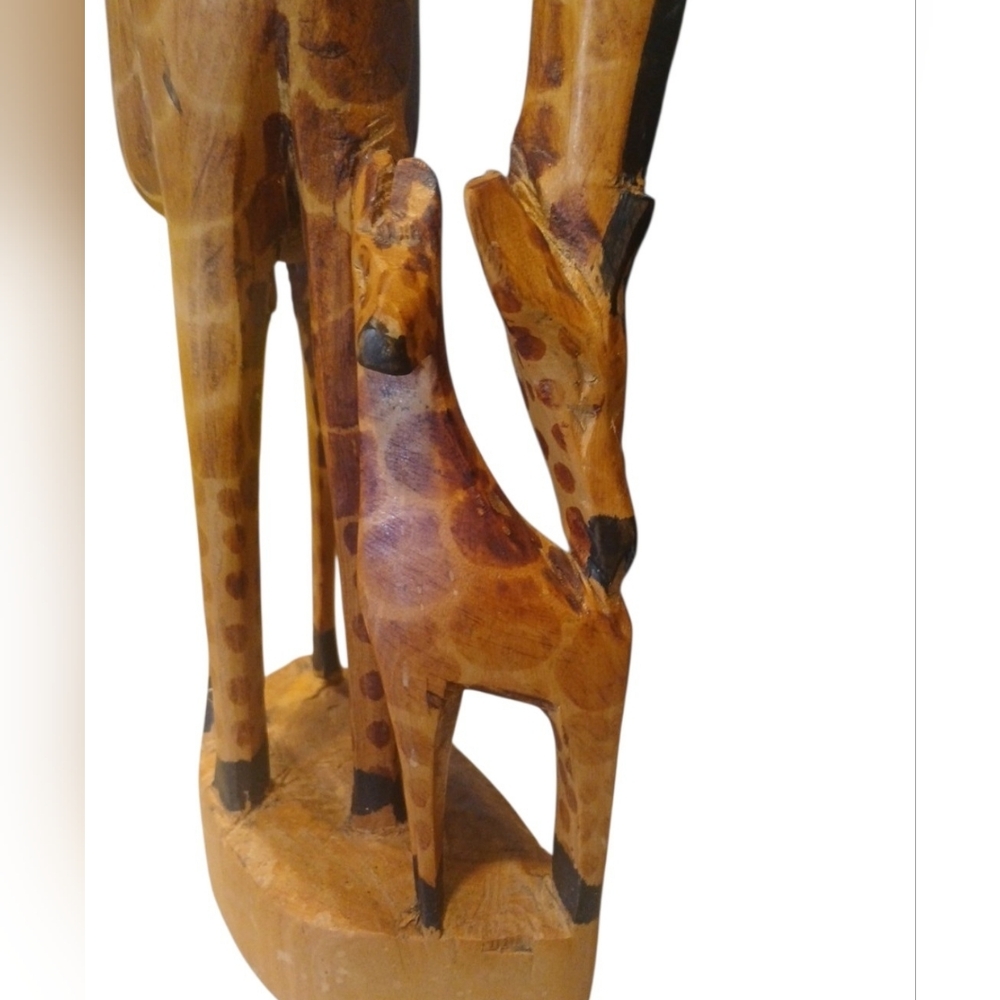 Handcrafted Wooden Giraffe Sculpture - Picture 2 of 8